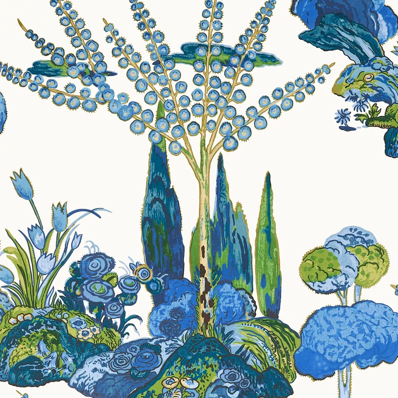 Thibaut Orleans — Blue and Green Non Woven wallpaper in Blue and Green