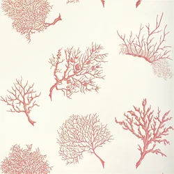 Thibaut Coral Gables — Coral on White Non-Woven Fabric Backed Vinyl wallpaper in Coral on White