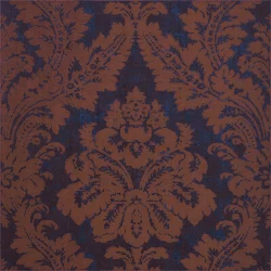 Thibaut Argentina Damask — Brown and Navy Non-Woven Fabric Backed Vinyl wallpaper in Brown and Navy