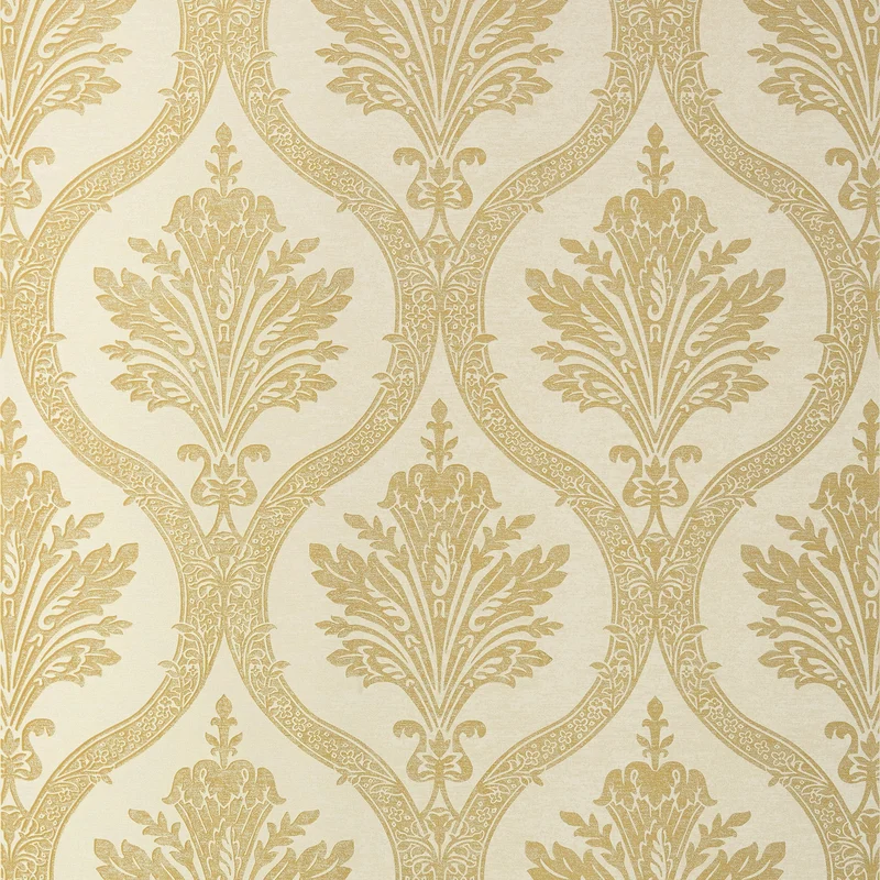 Thibaut Clessidra — Metallic Gold on Cream wallpaper