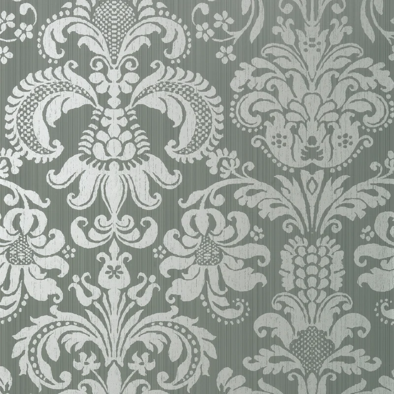 Thibaut Ashley — Metallic Silver on Grey wallpaper