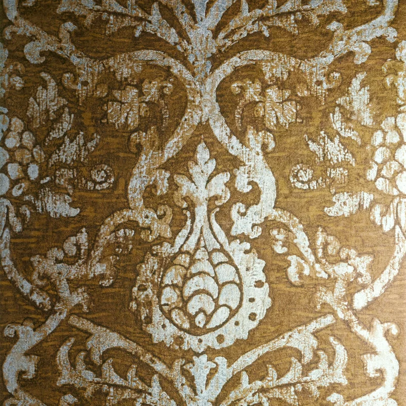 Thibaut Pravata Damask — Sienna on Foil Non Woven Wallpaper wallpaper in Sienna on Foil