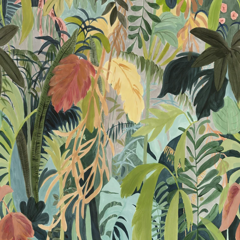 Thibaut Rainforest Mural — Tropical 3 Panel Mural, Non Woven wallpaper in Tropical