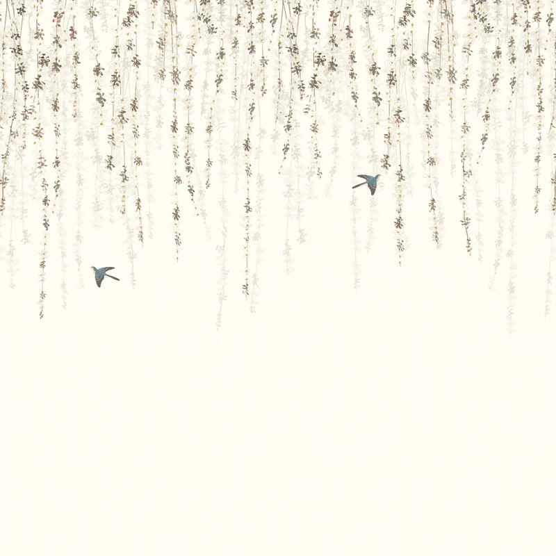 Thibaut Blossom Mural — White 2 Panel Mural on Non Woven wallpaper in White