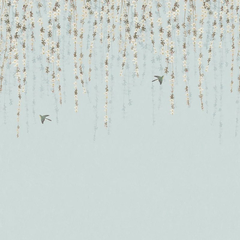 Thibaut Blossom Mural — Blue wallpaper