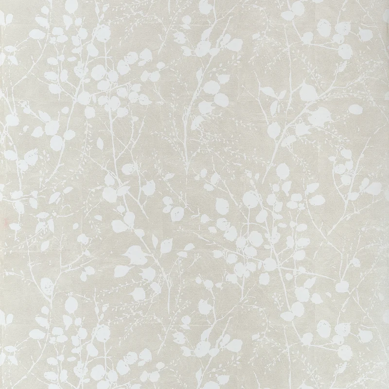 Thibaut Katamari Bud Wide Width — Pearl and White Embossed Vinyl on Non Woven wallpaper in Pearl and White