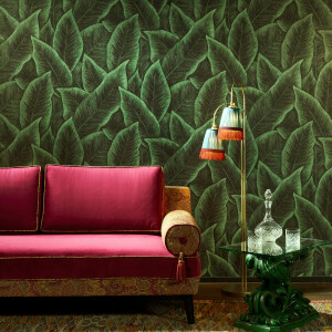 Arte Bird of Paradise — Emerald wallpaper detail