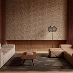 Arte Woodblock Beetle Flora — Walnut wallpaper detail