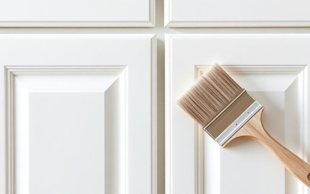 Kitchen cabinets refinished with Benjamin Moore ADVANCE