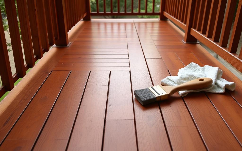 Wood deck finished with Benjamin Moore exterior stain